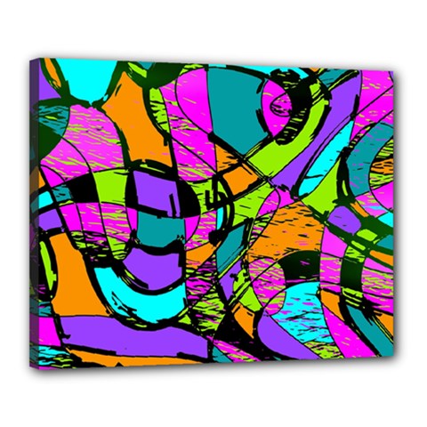 Abstract Art Squiggly Loops Multicolored Canvas 20  X 16  by EDDArt