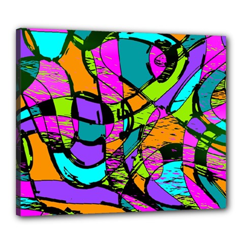 Abstract Art Squiggly Loops Multicolored Canvas 24  X 20  by EDDArt