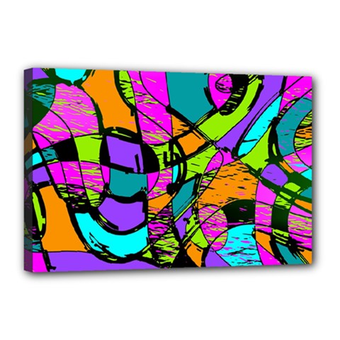 Abstract Art Squiggly Loops Multicolored Canvas 18  X 12  by EDDArt