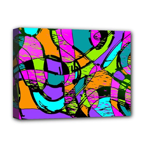 Abstract Art Squiggly Loops Multicolored Deluxe Canvas 16  X 12   by EDDArt