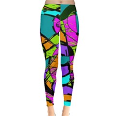 Abstract Art Squiggly Loops Multicolored Leggings  by EDDArt