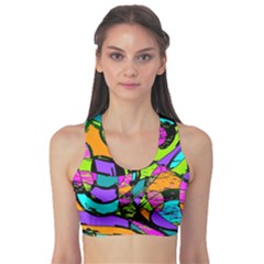 Abstract Art Squiggly Loops Multicolored Sports Bra by EDDArt