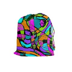 Abstract Art Squiggly Loops Multicolored Drawstring Pouches (large)  by EDDArt