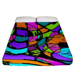 Abstract Art Squiggly Loops Multicolored Fitted Sheet (queen Size) by EDDArt