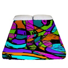 Abstract Art Squiggly Loops Multicolored Fitted Sheet (california King Size) by EDDArt