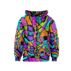 Abstract Art Squiggly Loops Multicolored Kids  Zipper Hoodie by EDDArt