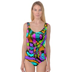 Abstract Art Squiggly Loops Multicolored Princess Tank Leotard  by EDDArt