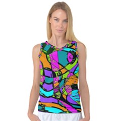 Abstract Art Squiggly Loops Multicolored Women s Basketball Tank Top by EDDArt