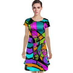 Abstract Art Squiggly Loops Multicolored Cap Sleeve Nightdress by EDDArt