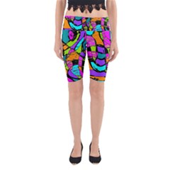 Abstract Art Squiggly Loops Multicolored Yoga Cropped Leggings by EDDArt