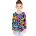 Abstract Art Squiggly Loops Multicolored Kids  Long Sleeve Tee View1