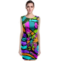 Abstract Art Squiggly Loops Multicolored Sleeveless Velvet Midi Dress by EDDArt