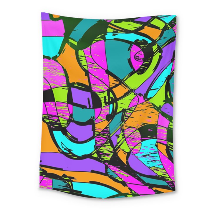 Abstract Art Squiggly Loops Multicolored Medium Tapestry