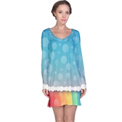 Rainbow Background Border Colorful Long Sleeve Nightdress by Amaryn4rt