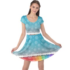 Rainbow Background Border Colorful Cap Sleeve Dresses by Amaryn4rt