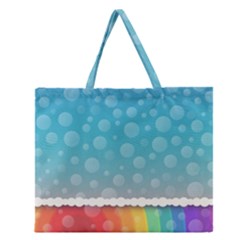 Rainbow Background Border Colorful Zipper Large Tote Bag by Amaryn4rt