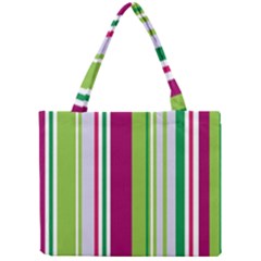 Beautiful Multi Colored Bright Stripes Pattern Wallpaper Background Mini Tote Bag by Amaryn4rt