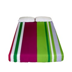 Beautiful Multi Colored Bright Stripes Pattern Wallpaper Background Fitted Sheet (full/ Double Size)