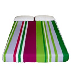 Beautiful Multi Colored Bright Stripes Pattern Wallpaper Background Fitted Sheet (california King Size)