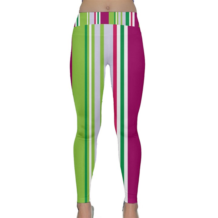 Beautiful Multi Colored Bright Stripes Pattern Wallpaper Background Classic Yoga Leggings