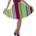 Beautiful Multi Colored Bright Stripes Pattern Wallpaper Background A-line Skater Skirt View1