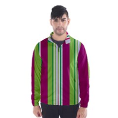 Beautiful Multi Colored Bright Stripes Pattern Wallpaper Background Wind Breaker (men) by Amaryn4rt