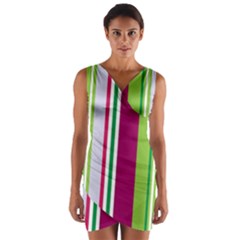 Beautiful Multi Colored Bright Stripes Pattern Wallpaper Background Wrap Front Bodycon Dress by Amaryn4rt