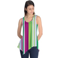 Beautiful Multi Colored Bright Stripes Pattern Wallpaper Background Sleeveless Tunic by Amaryn4rt