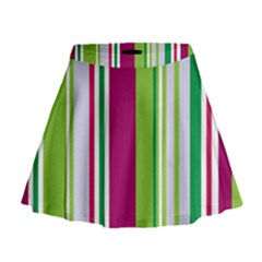 Beautiful Multi Colored Bright Stripes Pattern Wallpaper Background Mini Flare Skirt by Amaryn4rt