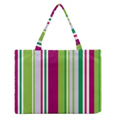 Beautiful Multi Colored Bright Stripes Pattern Wallpaper Background Medium Zipper Tote Bag by Amaryn4rt