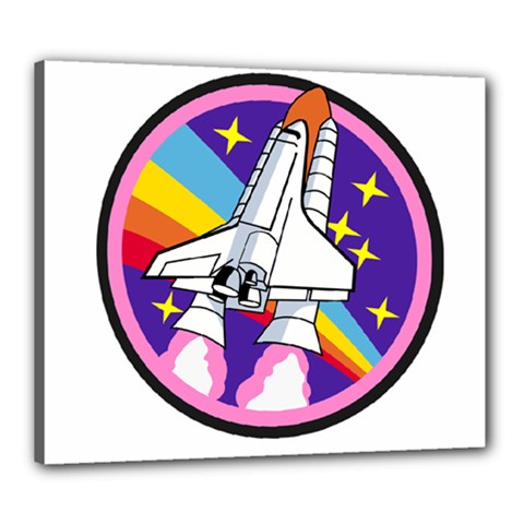 Badge Patch Pink Rainbow Rocket Canvas 24  X 20  by Amaryn4rt