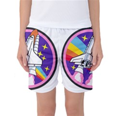 Badge Patch Pink Rainbow Rocket Women s Basketball Shorts by Amaryn4rt