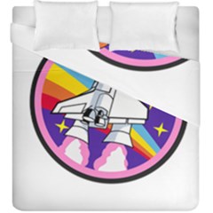 Badge Patch Pink Rainbow Rocket Duvet Cover Double Side (king Size) by Amaryn4rt