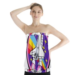 Badge Patch Pink Rainbow Rocket Strapless Top by Amaryn4rt