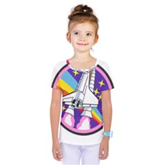 Badge Patch Pink Rainbow Rocket Kids  One Piece Tee