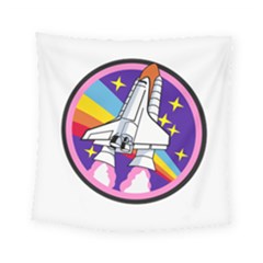 Badge Patch Pink Rainbow Rocket Square Tapestry (small)