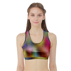 A Mix Of Colors In An Abstract Blend For A Background Sports Bra With Border by Amaryn4rt