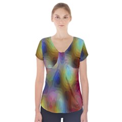 A Mix Of Colors In An Abstract Blend For A Background Short Sleeve Front Detail Top by Amaryn4rt