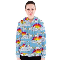 Rainbow Pony  Women s Zipper Hoodie by Valentinaart