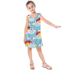 Rainbow Pony  Kids  Sleeveless Dress by Valentinaart