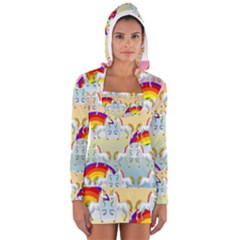 Rainbow Pony  Women s Long Sleeve Hooded T-shirt by Valentinaart