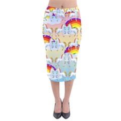 Rainbow Pony  Velvet Midi Pencil Skirt by Valentinaart