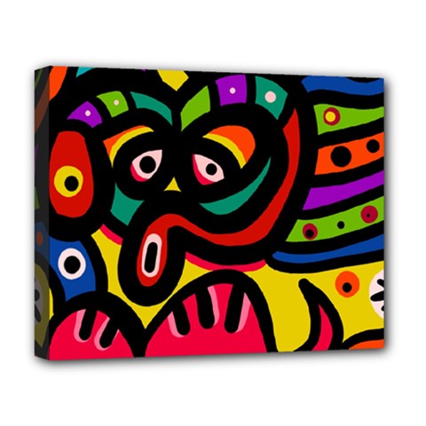 A Seamless Crazy Face Doodle Pattern Deluxe Canvas 20  X 16   by Amaryn4rt