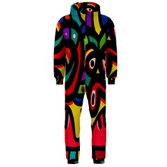 A Seamless Crazy Face Doodle Pattern Hooded Jumpsuit (men)  by Amaryn4rt