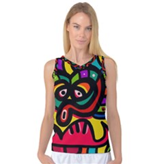 A Seamless Crazy Face Doodle Pattern Women s Basketball Tank Top by Amaryn4rt