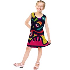 A Seamless Crazy Face Doodle Pattern Kids  Tunic Dress by Amaryn4rt