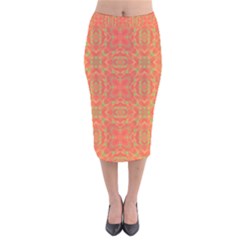 Pattern Velvet Midi Pencil Skirt