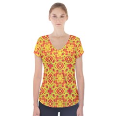 Pattern Short Sleeve Front Detail Top by Valentinaart