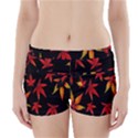 Colorful Autumn Leaves On Black Background Boyleg Bikini Wrap Bottoms View1