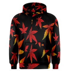 Colorful Autumn Leaves On Black Background Men s Pullover Hoodie by Amaryn4rt